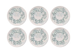 Hermia Set de 6 platos de postre Green Leaf en porcelana verde y blanco